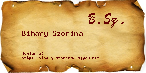Bihary Szorina névjegykártya